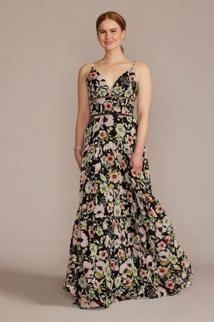 V-Neck Floral Print Maxi Dress | David ...